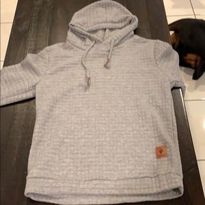 Large SIIMHWRSS Gray Long Sleeve Quilted Hoodie